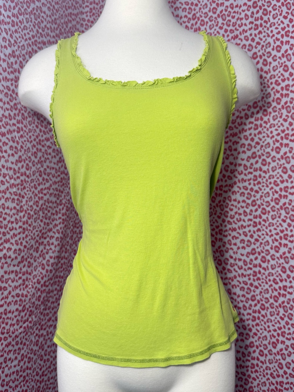 Lime Green Ruffled-sleeve Tank Top